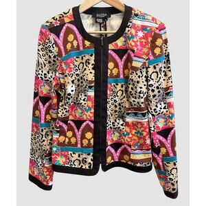 PECK&PECK Collection Women's 14 Blazer Art To Wear Animal Print Abstract Cotton